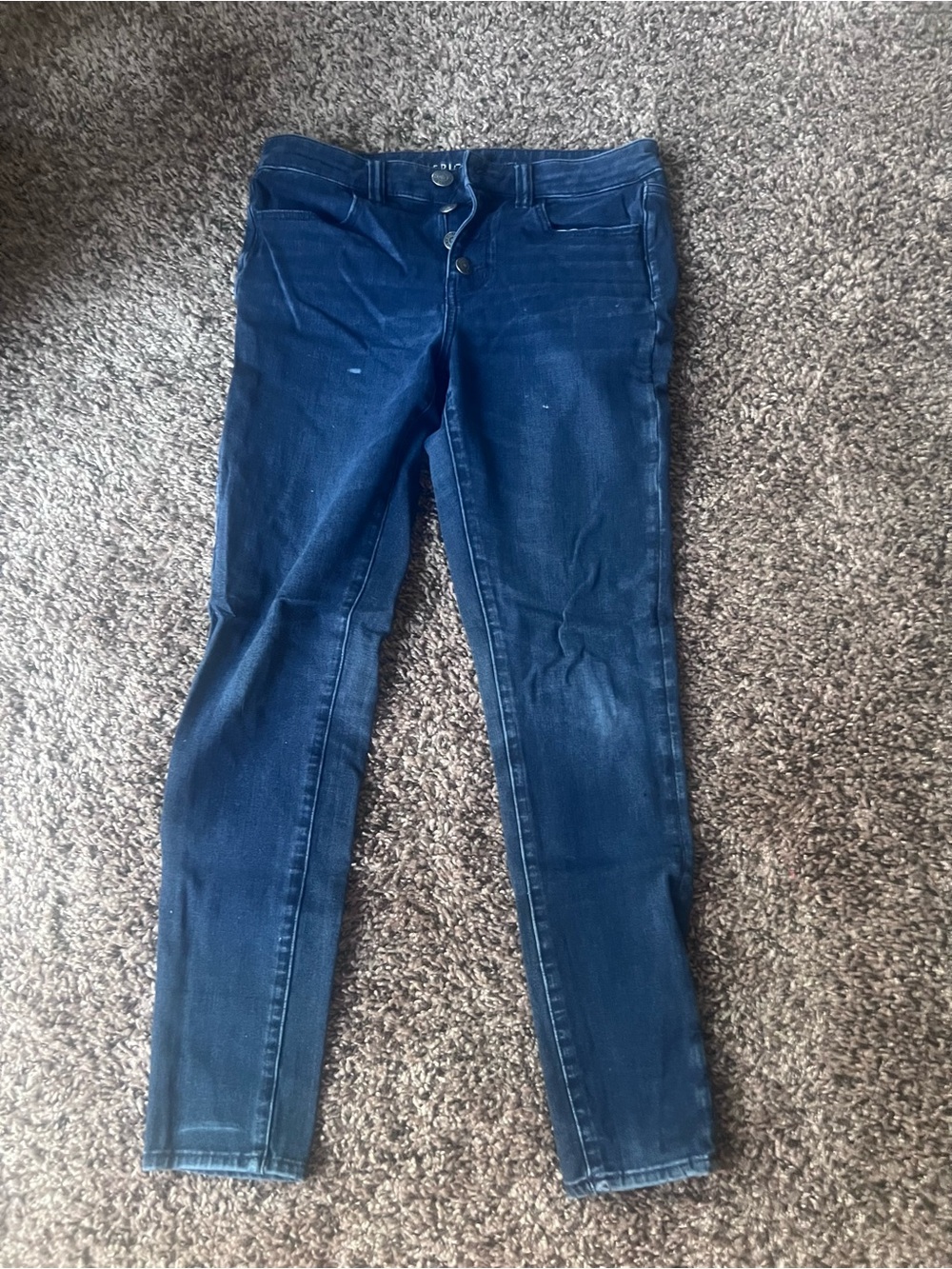 American Eagle Dark Blue Button Fly Skinny Jeans